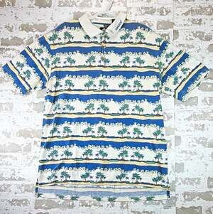 Tabasco McIlhenny Co Tropical Palm Tree Print Polo Shirt Men's XL Cotton